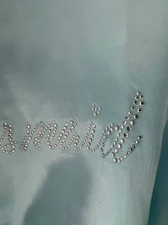 EPLAZA Acid Blue Satin Bridesmaid Rhinestone Robe Kimono Wrap for Women Size O/S - Picture 13 of 17